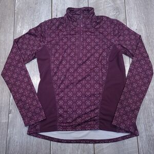 Kerrits Quarter Zip Top Women Medium Purple Bit Print Fleece Lined Long Sleeve